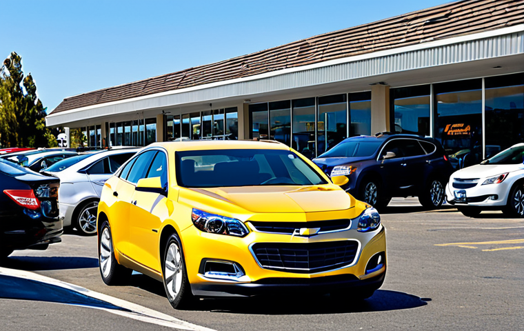 쉐보레 말리부 중고차 리세일 가치 - Malibu on a Used Car Lot**

"A Chevrolet Malibu parked on a used car lot on a sunny day, surrounded ...