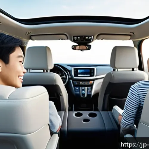 쉐보레 트래버스 장기 시승기 - Spacious and modern interior of a 7-seater SUV designed for family comfort, showing three rows of se...